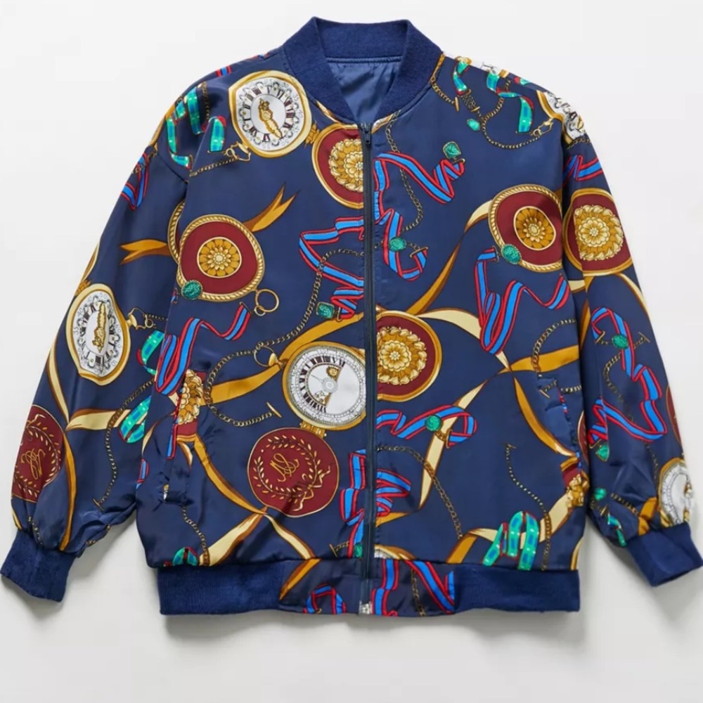RARE Vintage maximalist baroque pocket watch bomber jacket - Picture 2 of 9